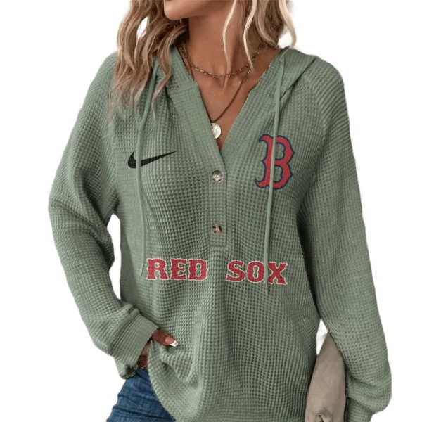 Boston Red Sox Women’s Waffle Knit V-Neck Hoodie