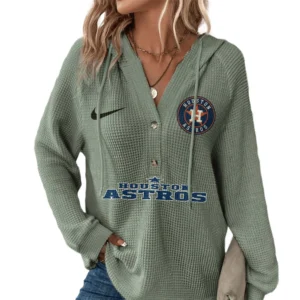 Houston Astros Women’s Waffle Knit V-Neck Hoodie