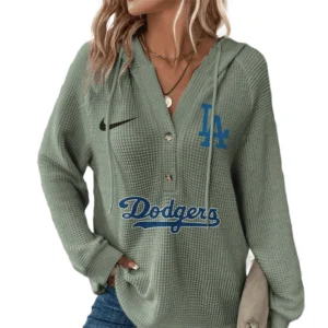 Los Angeles Dodgers Women’s Waffle Knit V-Neck Hoodie