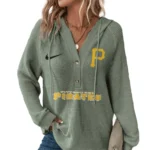 Pittsburgh Pirates Women’s Waffle Knit V-Neck Hoodie