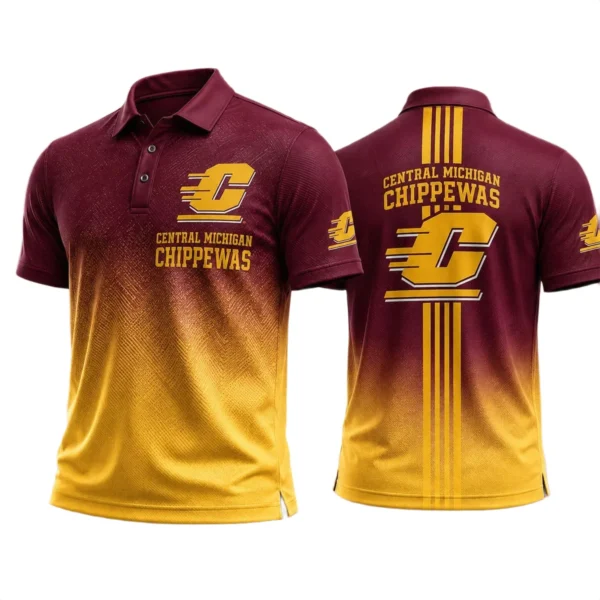 Central Michigan Chippewas Men’s Button Short Sleeve Polo Bottom Slit 2026 Limited