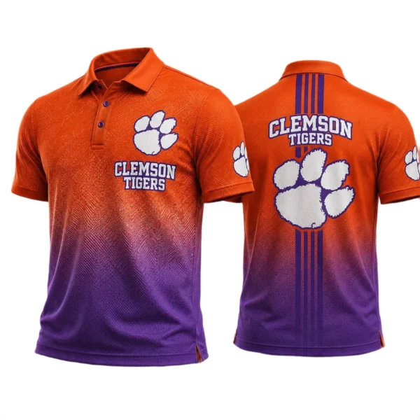 Clemson Tigers Men’s Button Short Sleeve Polo Bottom Slit 2026 Limited