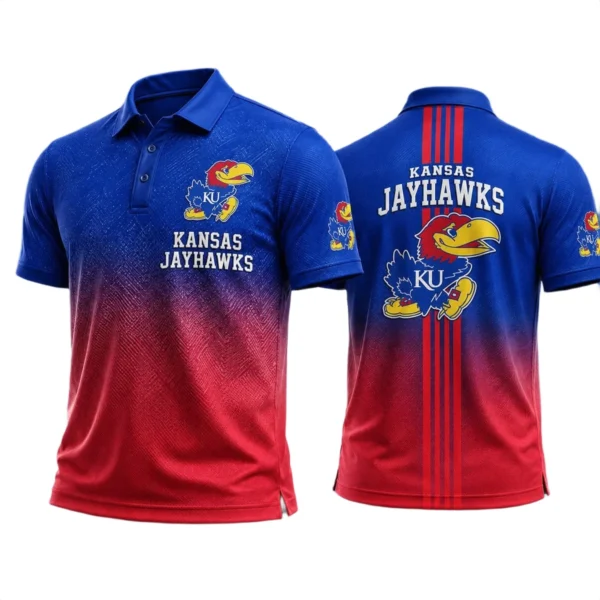 Kansas Jayhawks Men’s Button Short Sleeve Polo Bottom Slit 2026 Limited