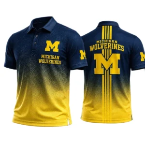 Michigan Wolverines Men’s Button Short Sleeve Polo Bottom Slit 2026 Limited