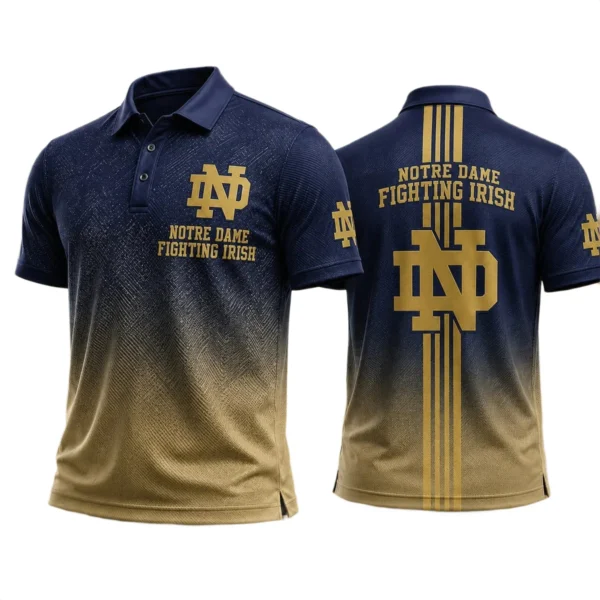 Notre Dame Fighting Irish Men’s Button Short Sleeve Polo Bottom Slit 2026 Limited