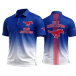 SMU Mustangs Men’s Button Short Sleeve Polo Bottom Slit 2026 Limited