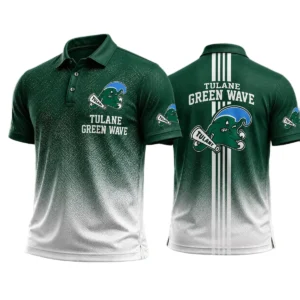 Tulane Green Wave Men’s Button Short Sleeve Polo Bottom Slit 2026 Limited