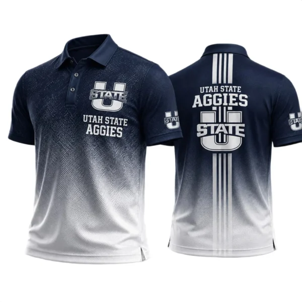 Utah State Aggies Men’s Button Short Sleeve Polo Bottom Slit 2026 Limited