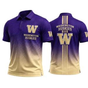 Washington Huskies Men’s Button Short Sleeve Polo Bottom Slit 2026 Limited