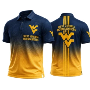 West Virginia Mountaineers Men’s Button Short Sleeve Polo Bottom Slit 2026 Limited