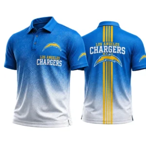 Los Angeles Chargers Men’s Button Short Sleeve Polo Bottom Slit New 2026 Limited