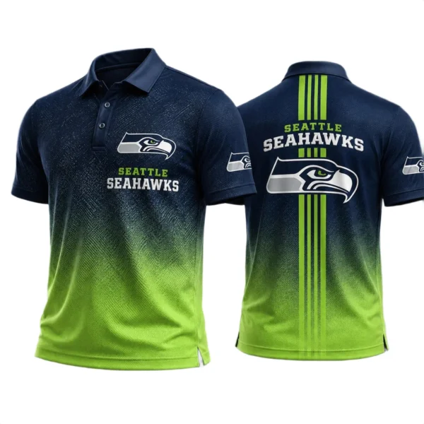 Seattle Seahawks Men’s Button Short Sleeve Polo Bottom Slit New 2026 Limited