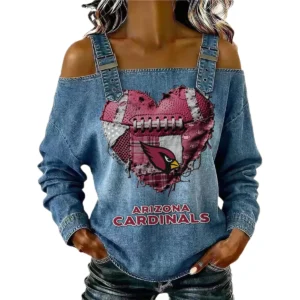 Arizona Cardinals Women's Off-Shoulder Long Sleeve Top Shoulder Straps Limited
