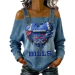 Buffalo Bills Women's Off-Shoulder Long Sleeve Top Shoulder Straps Limited