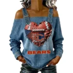 Chicago Bears Women's Off-Shoulder Long Sleeve Top Shoulder Straps Limited