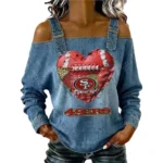San Francisco 49ers Women's Off-Shoulder Long Sleeve Top Shoulder Straps Limited