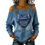 Tennessee Titans Women's Off-Shoulder Long Sleeve Top Shoulder Straps Limited