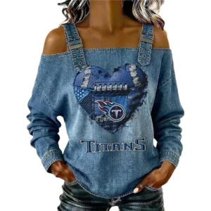 Tennessee Titans Women's Off-Shoulder Long Sleeve Top Shoulder Straps Limited