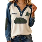 Athletics Women’s Contrast Patchwork Waffle Long Sleeve Shirt Personalize Name