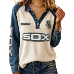 Chicago White Sox Women’s Contrast Patchwork Waffle Long Sleeve Shirt Personalize Name