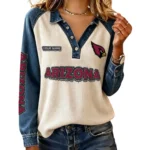 Arizona Cardinals Women’s Contrast Patchwork Waffle Long Sleeve Shirt Personalize Name