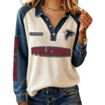 Atlanta Falcons Women’s Contrast Patchwork Waffle Long Sleeve Shirt Personalize Name