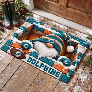 Miami Dolphins Premium Rubber Backed Coir Doormat Gift For Christmas