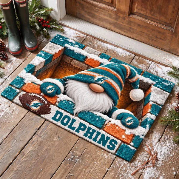 Miami Dolphins Premium Rubber Backed Coir Doormat Gift For Christmas