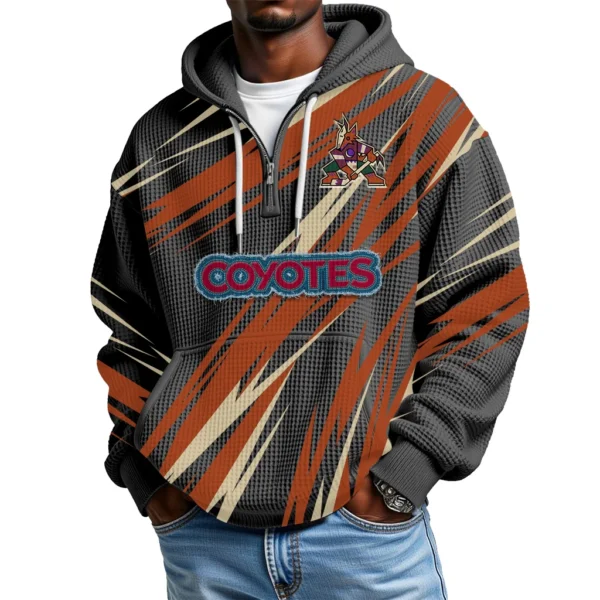 Arizona Coyotes Men's Waffle Knit Hoodie Quarter Zip 2026 Limited