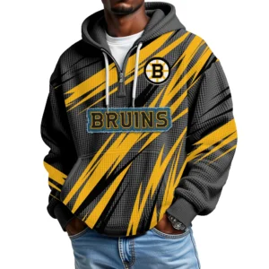 Boston Bruins Men's Waffle Knit Hoodie Quarter Zip 2026 Limited
