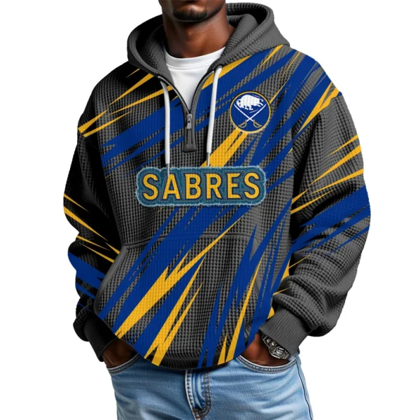 Buffalo Sabres Men's Waffle Knit Hoodie Quarter Zip 2026 Limited