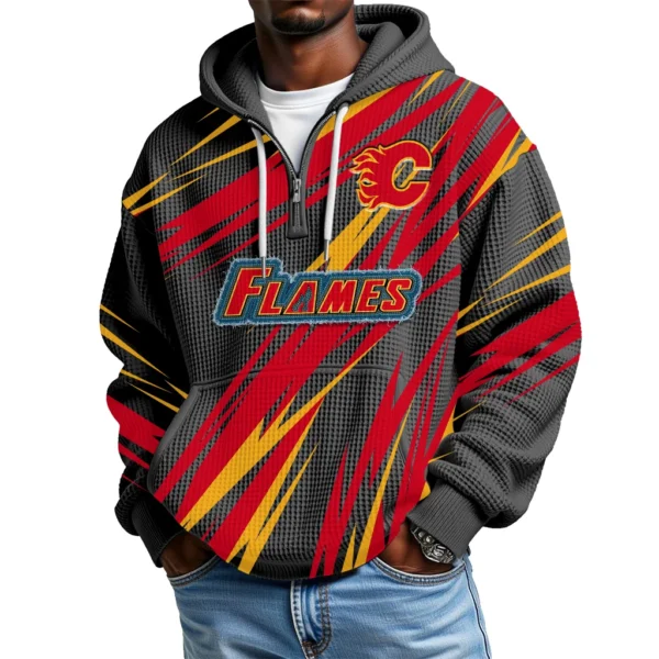 Calgary Flames Men's Waffle Knit Hoodie Quarter Zip 2026 Limited