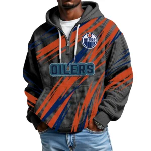 Edmonton Oilers Men's Waffle Knit Hoodie Quarter Zip 2026 Limited