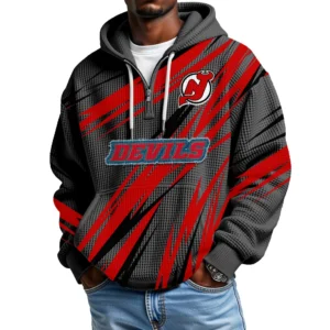 New Jersey Devils Men's Waffle Knit Hoodie Quarter Zip 2026 Limited