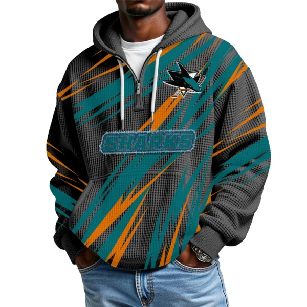 San Jose Sharks Men's Waffle Knit Hoodie Quarter Zip 2026 Limited