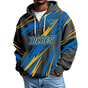 St. Louis Blues Men's Waffle Knit Hoodie Quarter Zip 2026 Limited