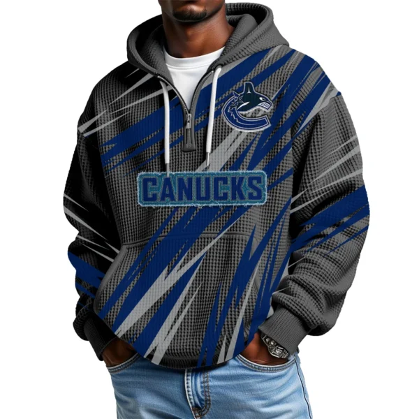 Vancouver Canucks Men's Waffle Knit Hoodie Quarter Zip 2026 Limited