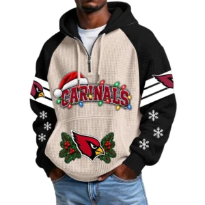 Arizona Cardinals Men's Waffle Knit Hoodie Quarter Zip New 2026 Gift For Christmas