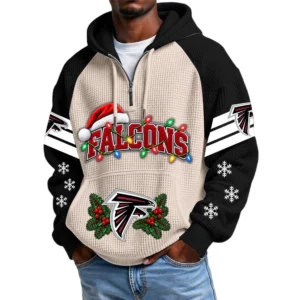 Atlanta Falcons Men's Waffle Knit Hoodie Quarter Zip New 2026 Gift For Christmas