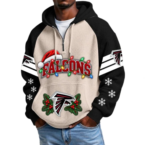 Atlanta Falcons Men's Waffle Knit Hoodie Quarter Zip New 2026 Gift For Christmas