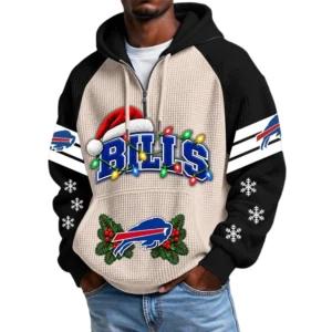 Buffalo Bills Men's Waffle Knit Hoodie Quarter Zip New 2026 Gift For Christmas