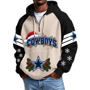 Dallas Cowboys Men's Waffle Knit Hoodie Quarter Zip New 2026 Gift For Christmas