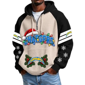 Los Angeles Chargers Men's Waffle Knit Hoodie Quarter Zip New 2026 Gift For Christmas
