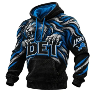 Detroit Lions Men's Waffle Knit Pullover Hoodie 2026 Limited