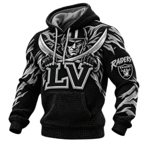 Las Vegas Raiders Men's Waffle Knit Pullover Hoodie 2026 Limited