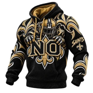 New Orleans Saints Men's Waffle Knit Pullover Hoodie 2026 Limited