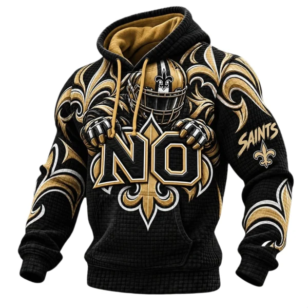 New Orleans Saints Men's Waffle Knit Pullover Hoodie 2026 Limited