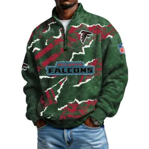 Atlanta Falcons Men's Waffle Knit Quarter-Zip Long Sleeve Shirt 2026 Limited