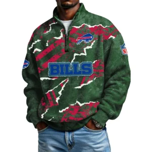 Buffalo Bills Men's Waffle Knit Quarter-Zip Long Sleeve Shirt 2026 Limited