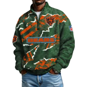 Chicago Bears Men's Waffle Knit Quarter-Zip Long Sleeve Shirt 2026 Limited